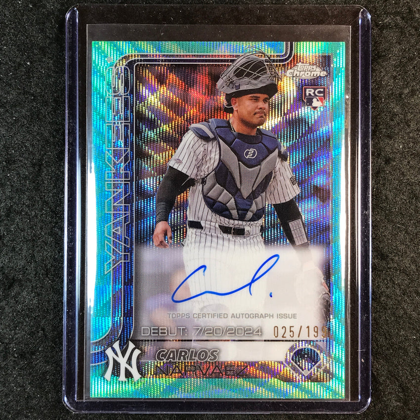 2025 Topps Chrome Update MLB CARLOS NARVAEZ Rookie Debut Auto Aqua Wave 25/199