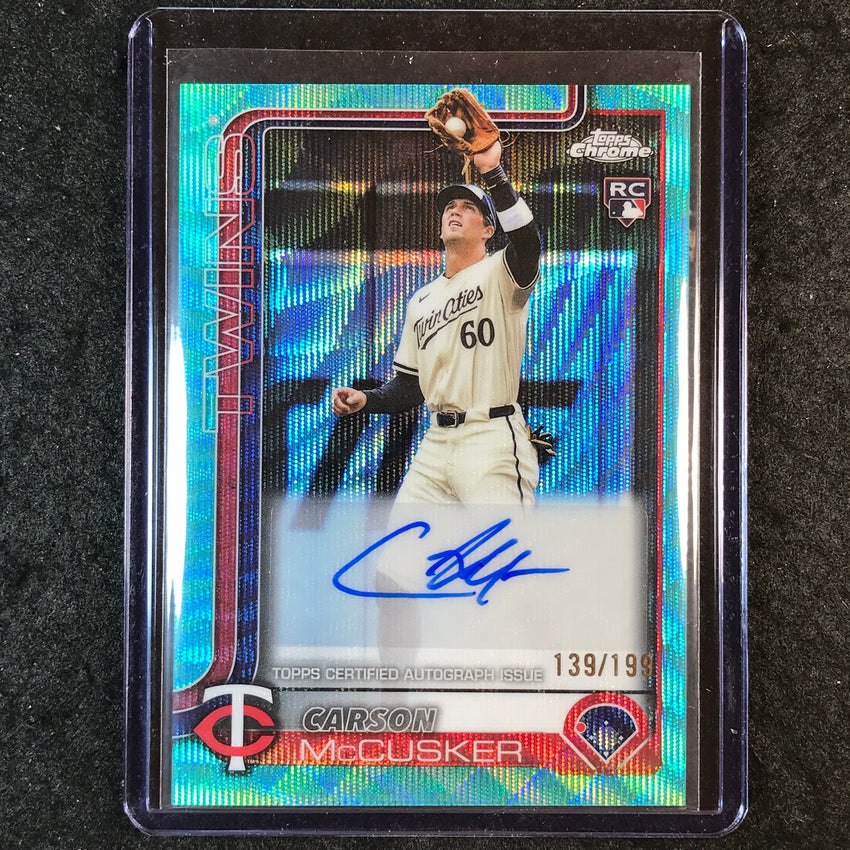 2025 Topps Chrome Update CARSON MCCUSKER Update Rookie Auto Aqua Wave 139/199