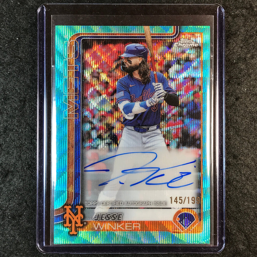 2025 Topps Chrome Update MLB JESSE WINKER Chrome Update Auto Aqua Wave 145/199