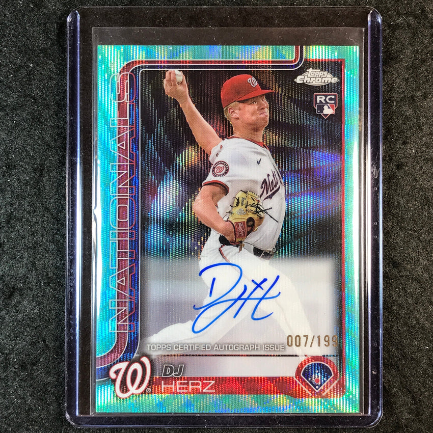 2025 Topps Chrome Update MLB DJ HERZ Chrome Update Rookie Auto Aqua Wave 7/199