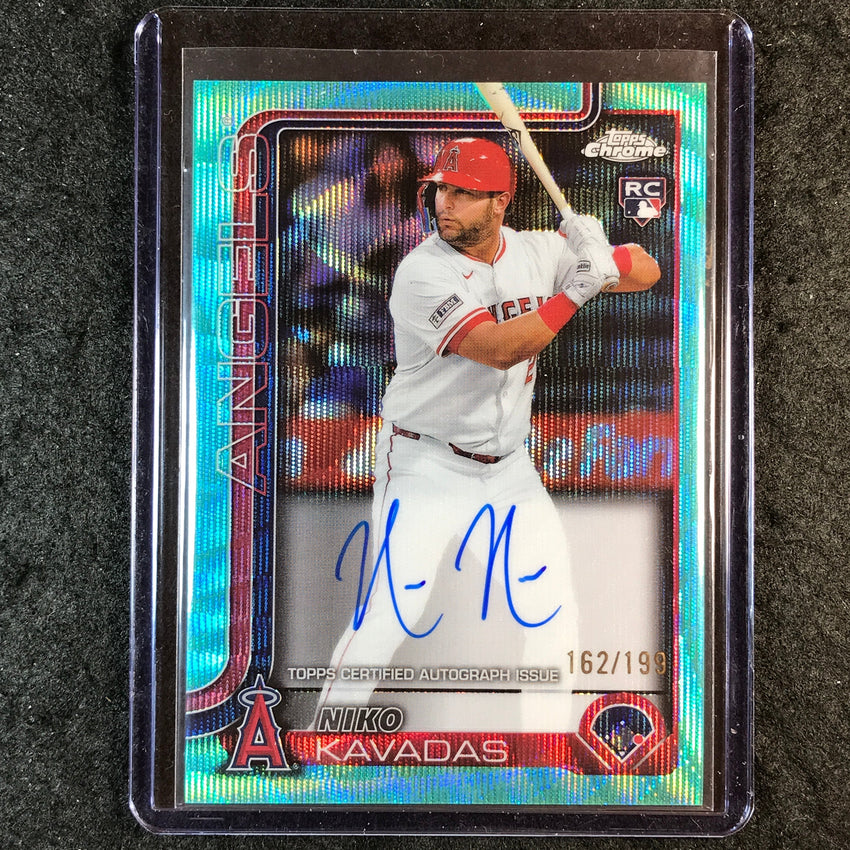 2025 Topps Chrome Update MLB NIKO KAVADAS Update Rookie Auto Aqua Wave 162/199