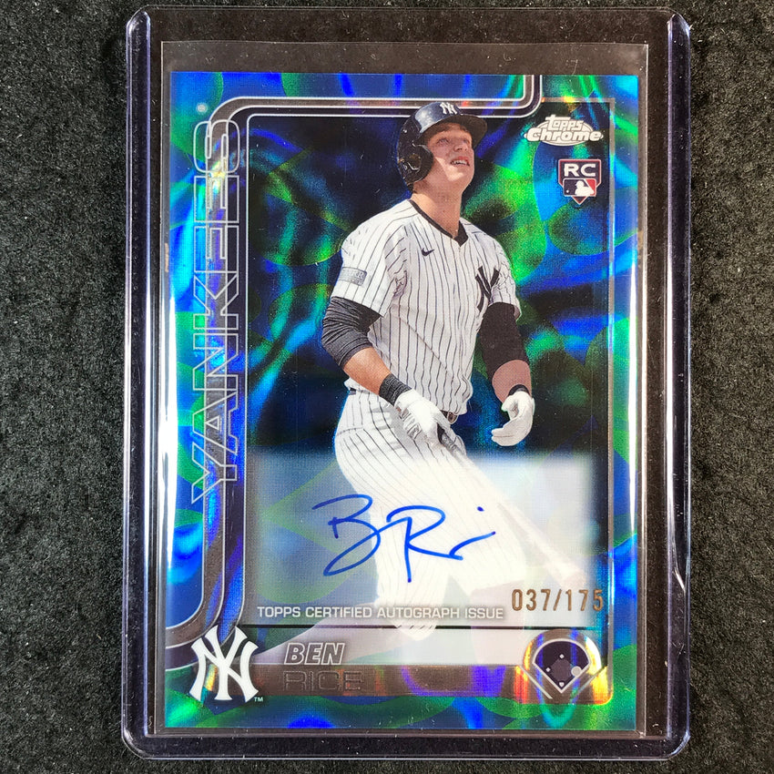 2025 Topps Chrome Update MLB BEN RICE Rookie Lava Lamp Auto Blue Green 37/175