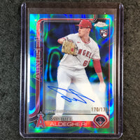 2025 Topps Chrome Update SAMUEL ALDEGHERI Rookie Lava Auto Blue Green 170/175