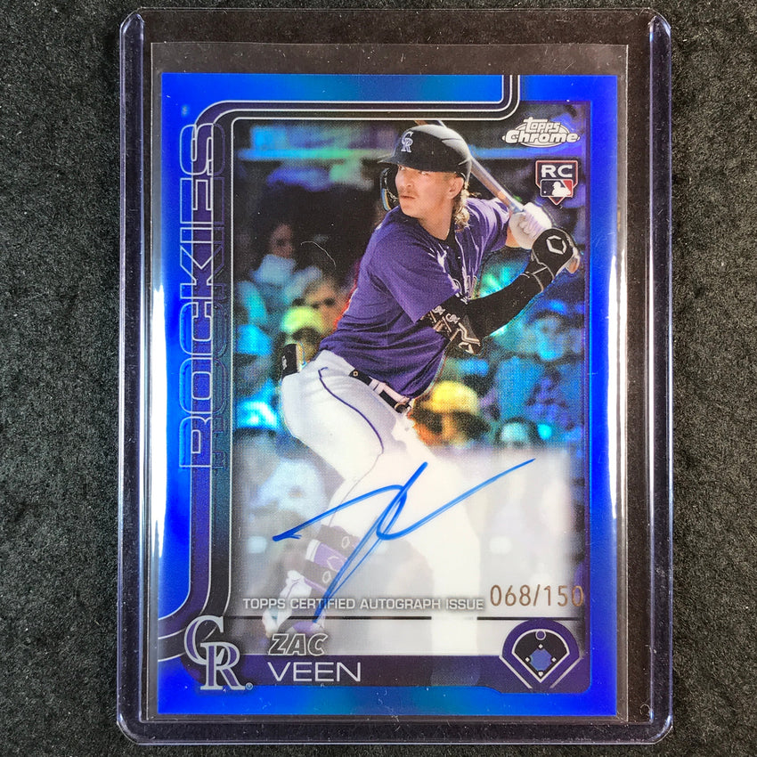 2025 Topps Chrome Update MLB ZAC VEEN Chrome Update Rookie Auto Blue 68/150