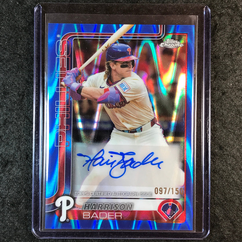 2025 Topps Chrome Update HARRISON BADER Chrome Update Auto Blue RayWave 97/150