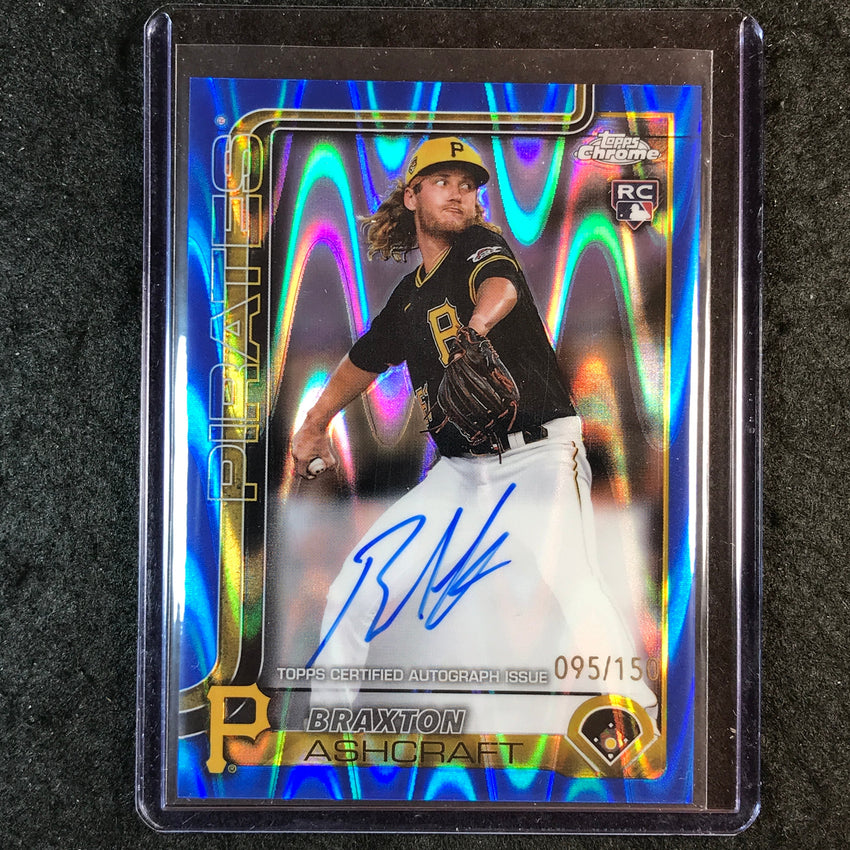 2025 Topps Chrome Update BRAXTON ASHCRAFT Update Rookie Auto Blue RayWave 95/150