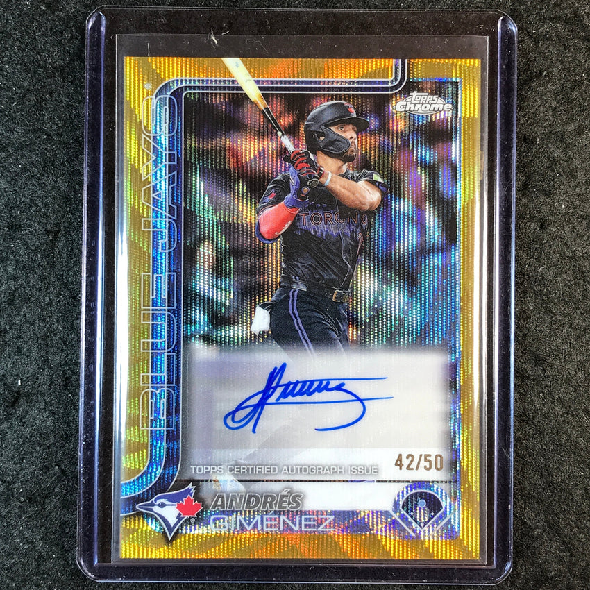 2025 Topps Chrome Update MLB ANDRES GIMENEZ Chrome Update Auto Gold Wave 42/50