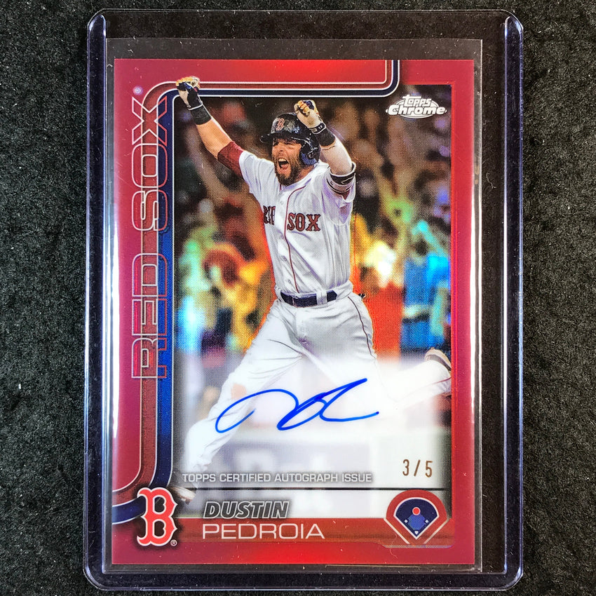 2025 Topps Chrome Update MLB DUSTIN PEDROIA Topps Chrome Legends Auto Red 3/5