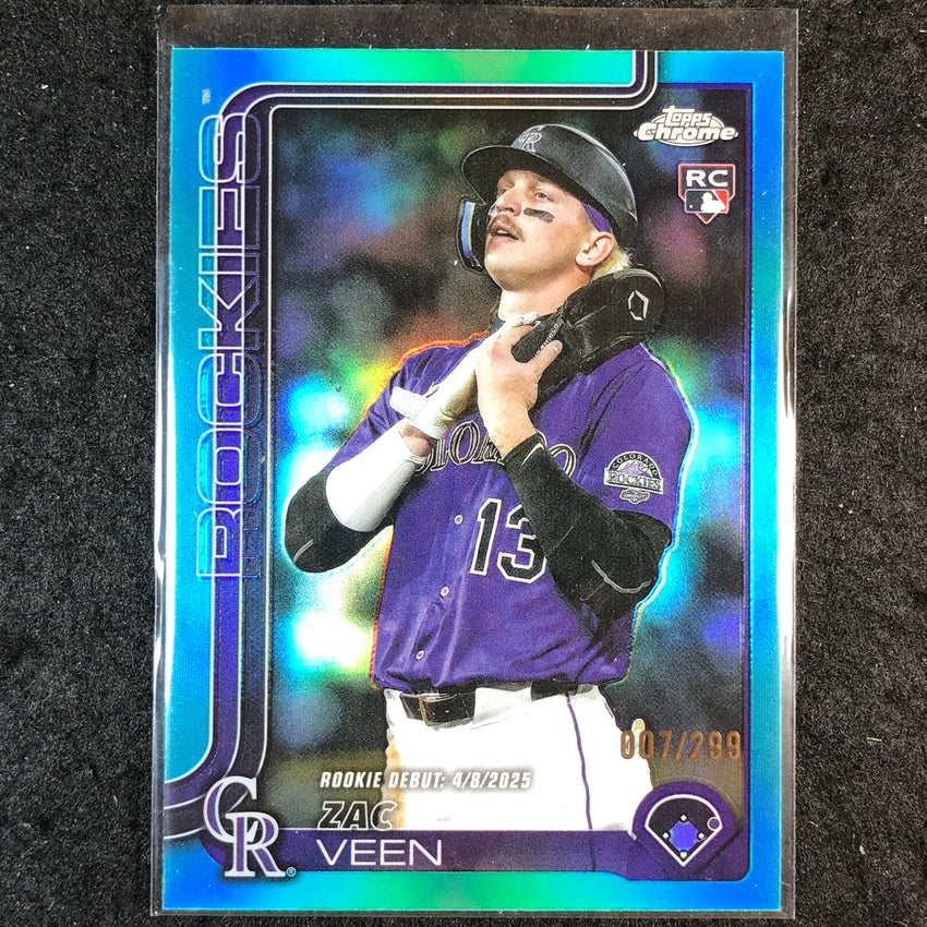 2025 Topps Chrome Update MLB ZAC VEEN Rookie Teal 7/299 #186