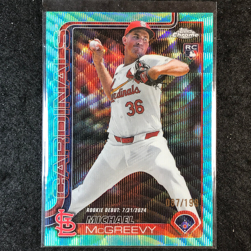 2025 Topps Chrome Update MLB MICHAEL MCGREEVY Rookie Aqua Wave 87/199 #36