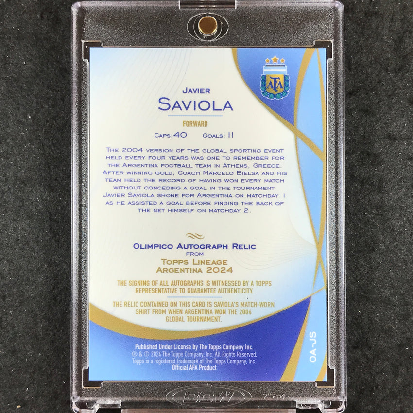 2024 Topps Lineage Argentina JAVIER SAVIOLA Olimpico Auto Relic Orange 14/25