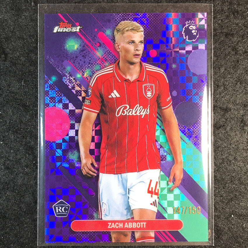 2026 Topps Finest Premier League ZACH ABBOTT Rookie Purple Checker /150 #81