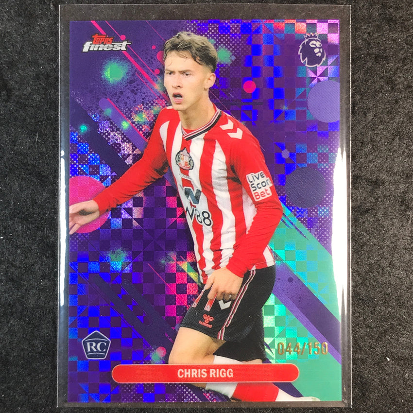 2026 Topps Finest Premier League CHRIS RIGG Rookie Purple Checker /150 #83