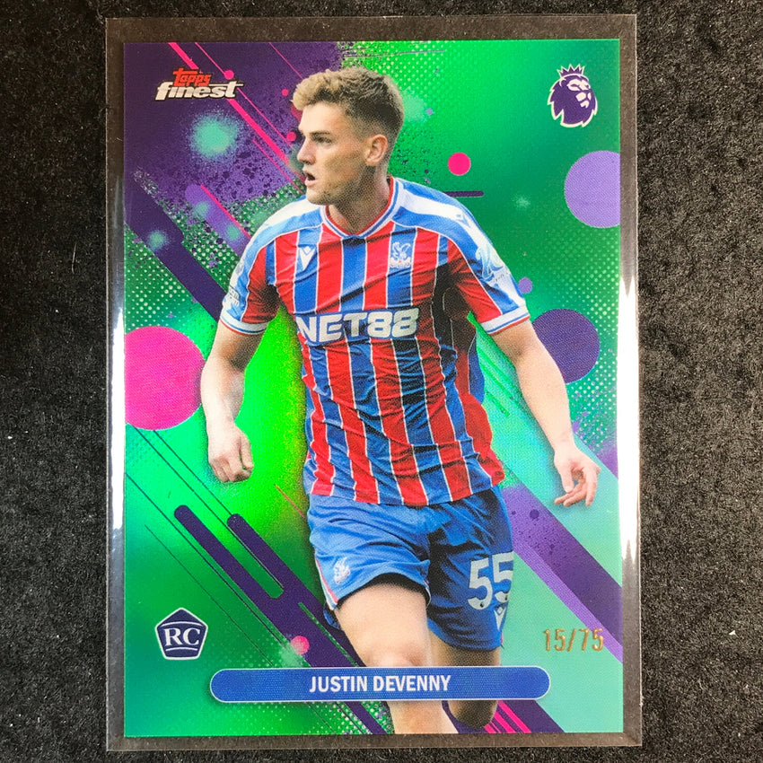 2026 Topps Finest Premier League JUSTIN DEVENNY Rookie Common Green 15/75 #36