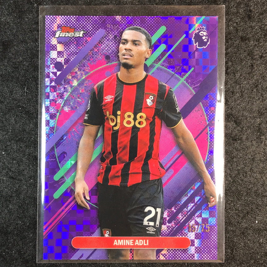 2026 Topps Finest Premier League AMINE ADLI Rare Purple Checkerboard 15/75 #202