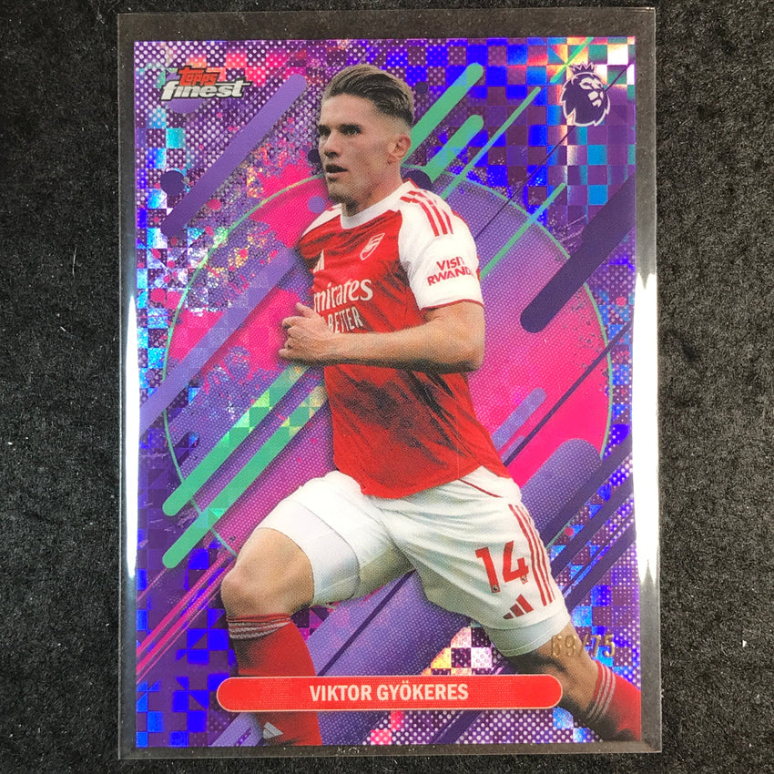2026 Topps Finest Premier League VIKTOR GYOKERES Rare Purple Checker 69/75 #208