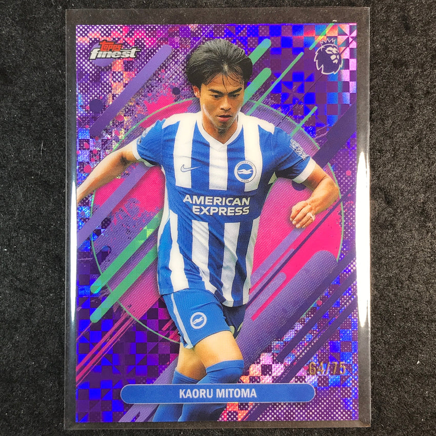 2026 Topps Finest Premier League KAORU MITOMA Rare Purple Checker 64/75 #222