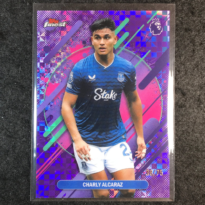 2026 Topps Finest Premier League CHARLY ALCARAZ Rare Purple Checker 38/75 #245
