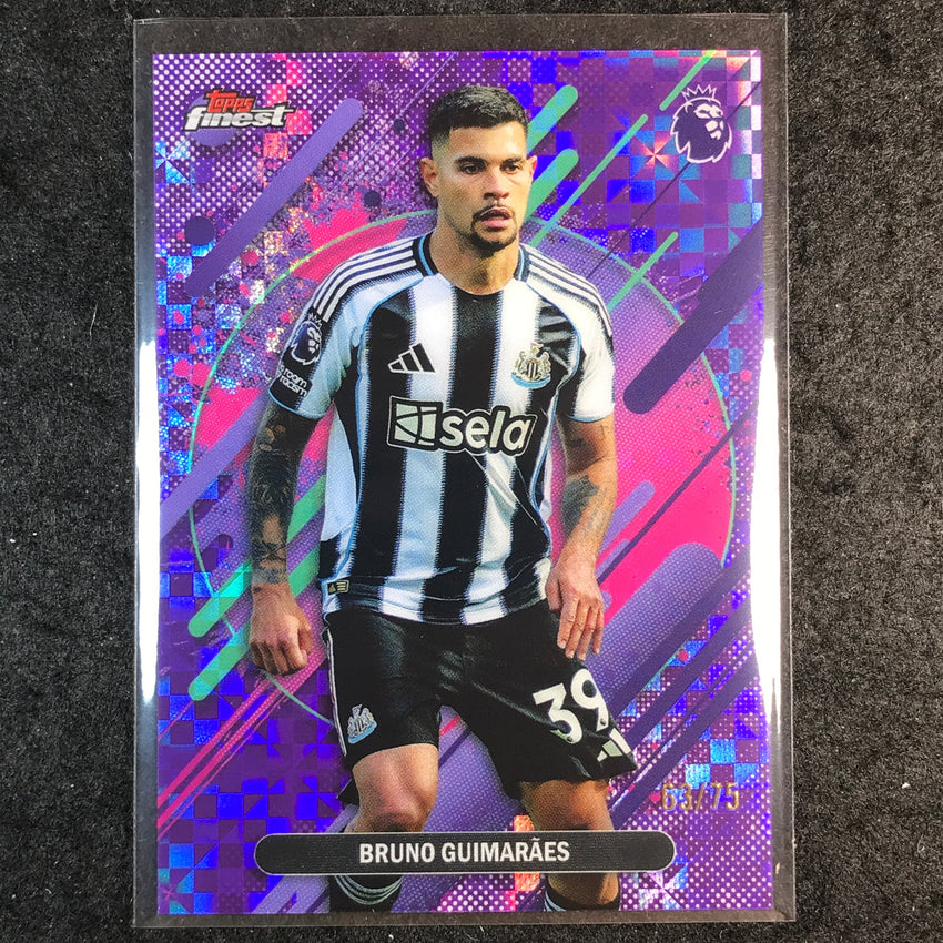 2026 Topps Finest Premier League BRUNO GUIMARAES Rare Purple Checker 63/75 #275
