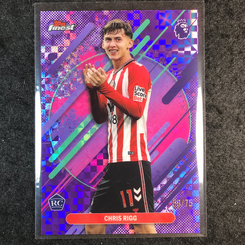2026 Topps Finest Premier League CHRIS RIGG Rookie Purple Checker 59/75 #286