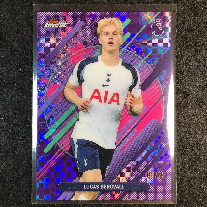 2026 Topps Finest Premier League LUAS BERGVALL Rare Purple Checker 8/75 #292