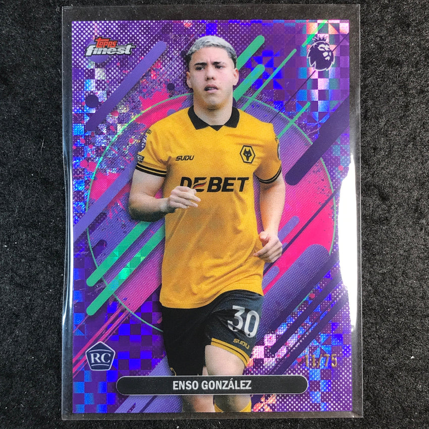2026 Topps Finest Premier League ENSO GONZALEZ Rookie Purple Checker 11/75 #300