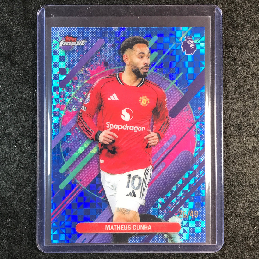 2026 Topps Finest Premier League MATHEUS CUNHA Rare Blue Checkerboard 26/49 #272