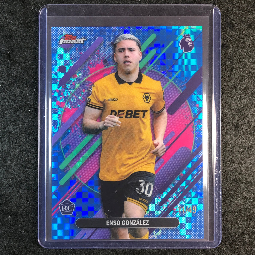 2026 Topps Finest Premier League ENSO GONZALEZ Rookie Blue Checker 11/49 #300