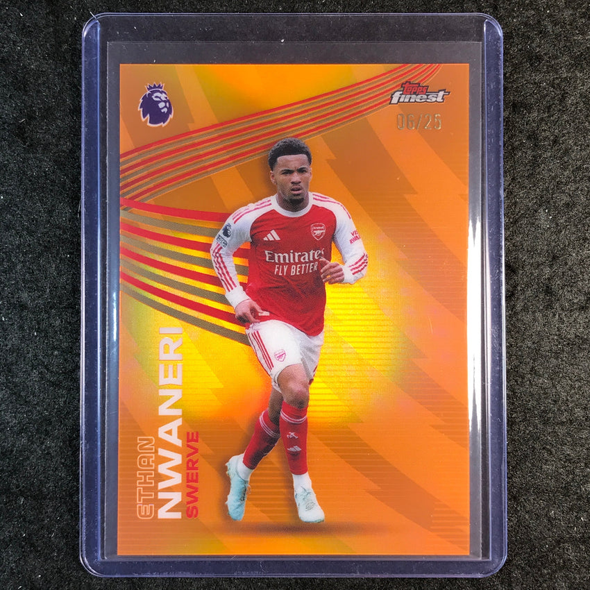2026 Topps Finest Premier League ETHAN NWANERI Swerve Orange 6/25 #4