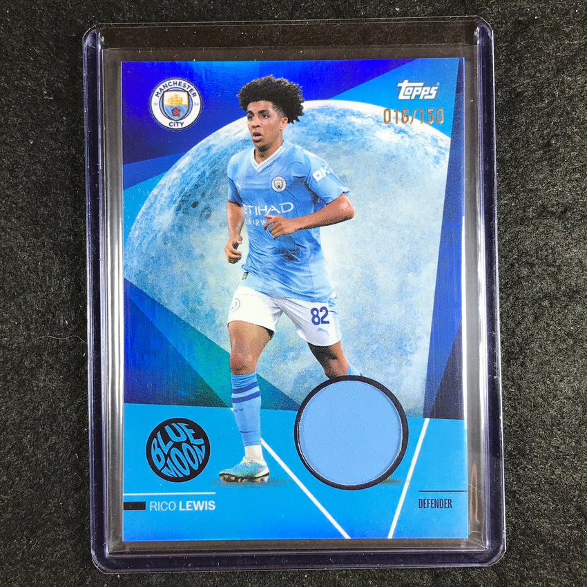 2023-24 Topps Manchester City RICO LEWIS Blue Moon Jersey Relic Blue Foil 16/150