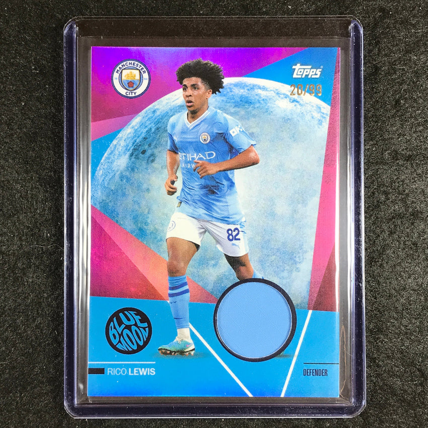 2023-24 Topps Manchester City RICO LEWIS Blue Moon Jersey Relic Pink Foil 20/99