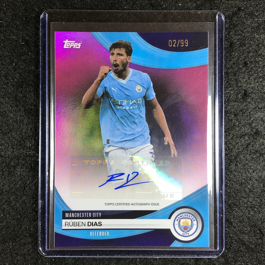 2023-24 Topps Manchester City RUBEN DIAS Base Auto Pink Foil 2/99