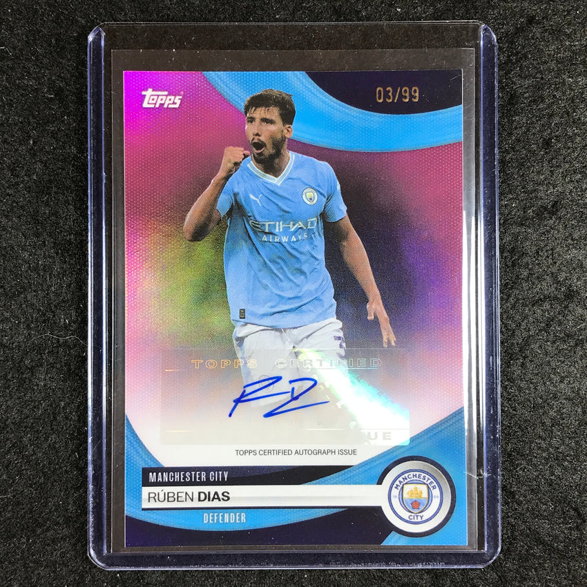 2023-24 Topps Manchester City RUBEN DIAS Base Auto Pink Foil 3/99