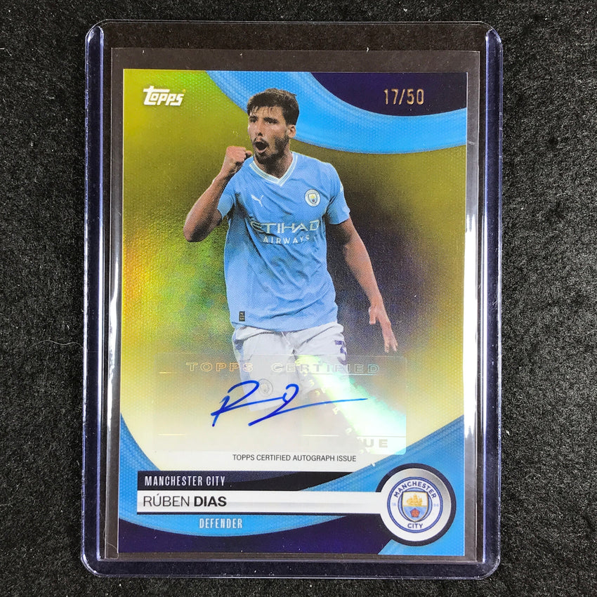2023-24 Topps Manchester City RUBEN DIAS Base Auto Yellow Foil 17/50