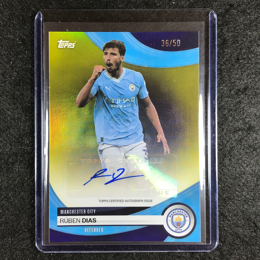 2023-24 Topps Manchester City RUBEN DIAS Base Auto Yellow Foil 36/50
