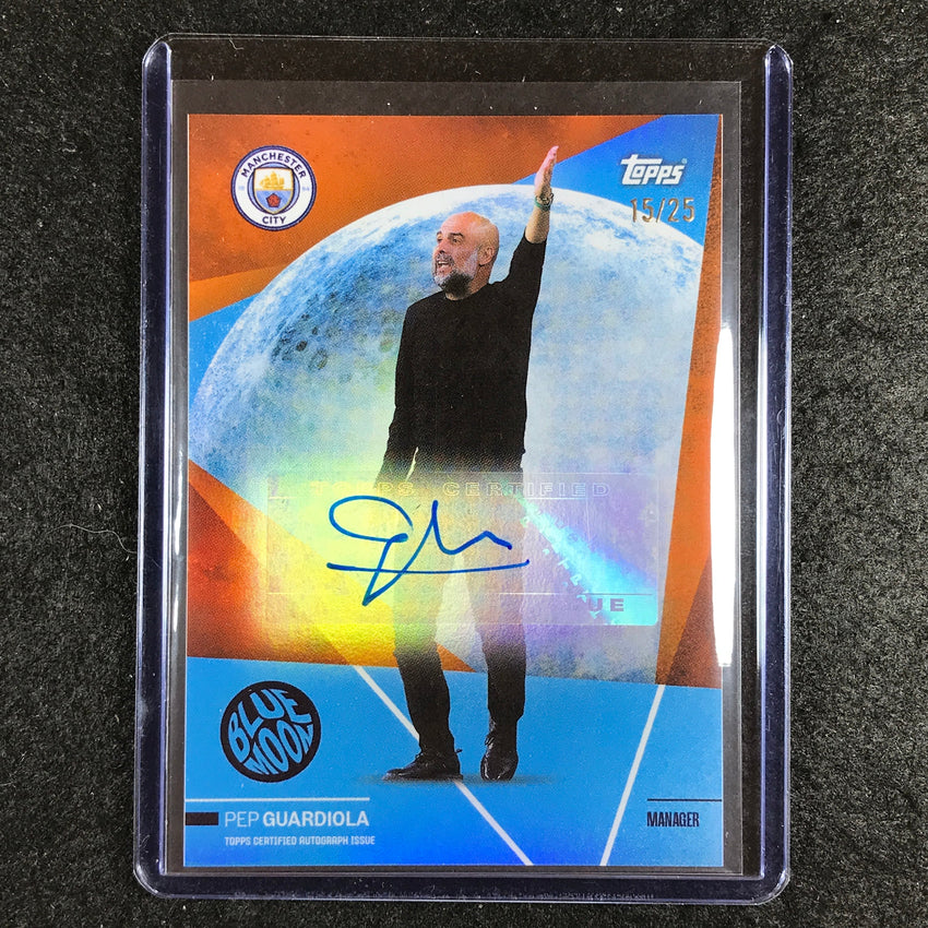 2023-24 Topps Manchester City PEP GUARDIOLA Blue Moon Auto Orange Foil 15/25