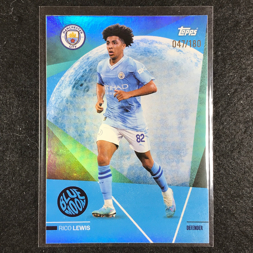 2023-24 Topps Manchester City RICO LEWIS Blue Moon Aqua Foil 47/180 #39
