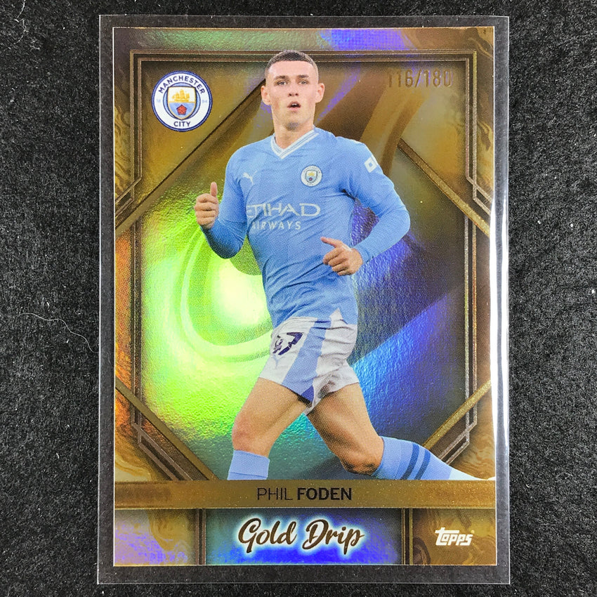 2023-24 Topps Manchester City PHIL FODEN Gold Drip Aqua Foil 116/180 #49