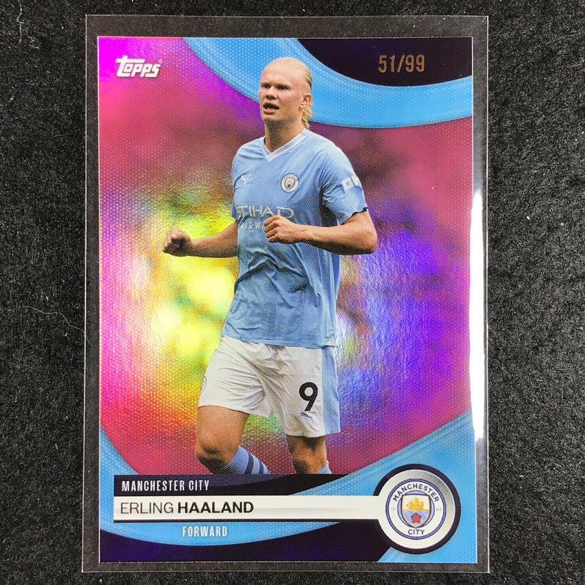 2023-24 Topps Manchester City ERLING HAALAND Base Pink Foil 51/99 #25