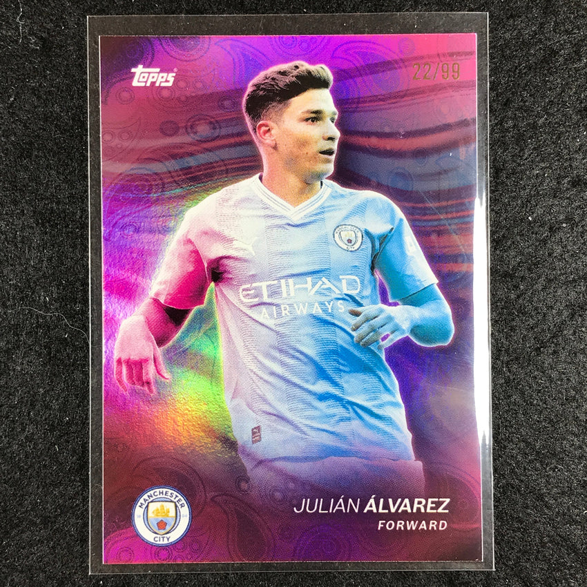 2023-24 Topps Manchester City JULIAN ALVAREZ Game On Pink Foil 22/99 #33