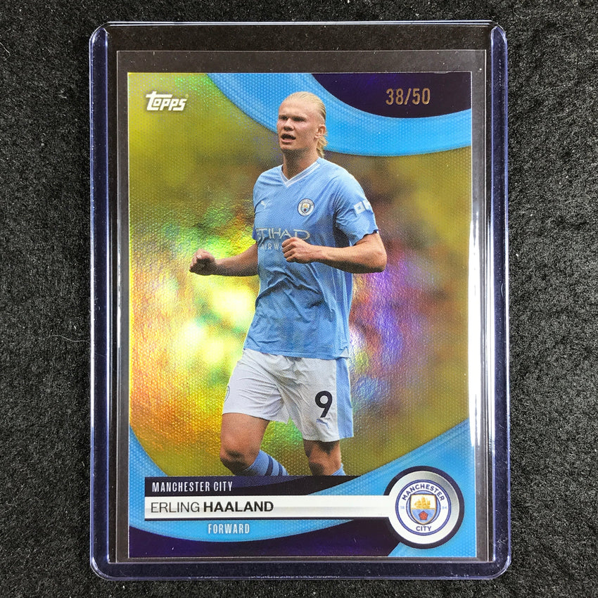 2023-24 Topps Manchester City ERLING HAALAND Base Yellow Foil 38/50 #25