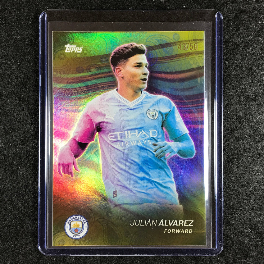 2023-24 Topps Manchester City JULIAN ALVAREZ Game On Yellow Foil 43/50 #33