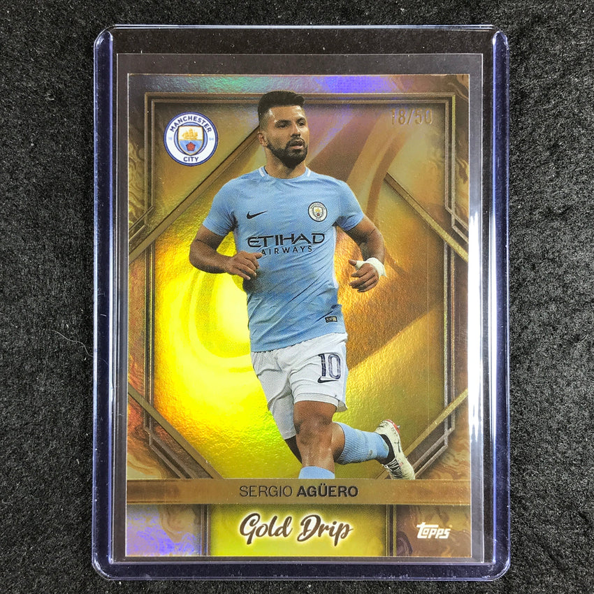 2023-24 Topps Manchester City SERGIO AGUERO Gold Drip Yellow Foil 18/50 #50