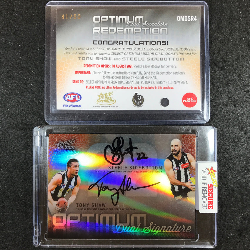 2021 Select AFL Optimum STEELE SIDEBOTTOM TONY SHAW Mirror Dual Signature 41/50
