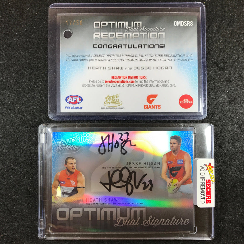 2022 Select AFL Optimum JESSE HOGAN HEATH SHAW Mirror Dual Signature 17/50
