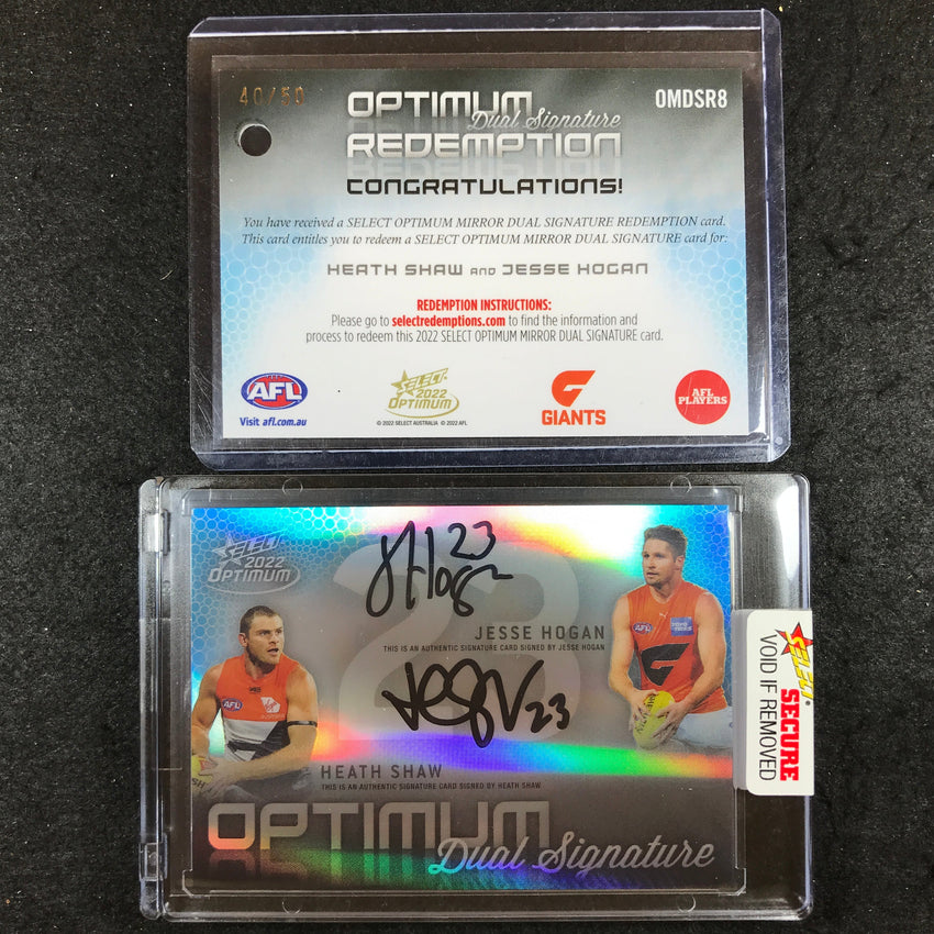 2022 Select AFL Optimum JESSE HOGAN HEATH SHAW Mirror Dual Signature 40/50