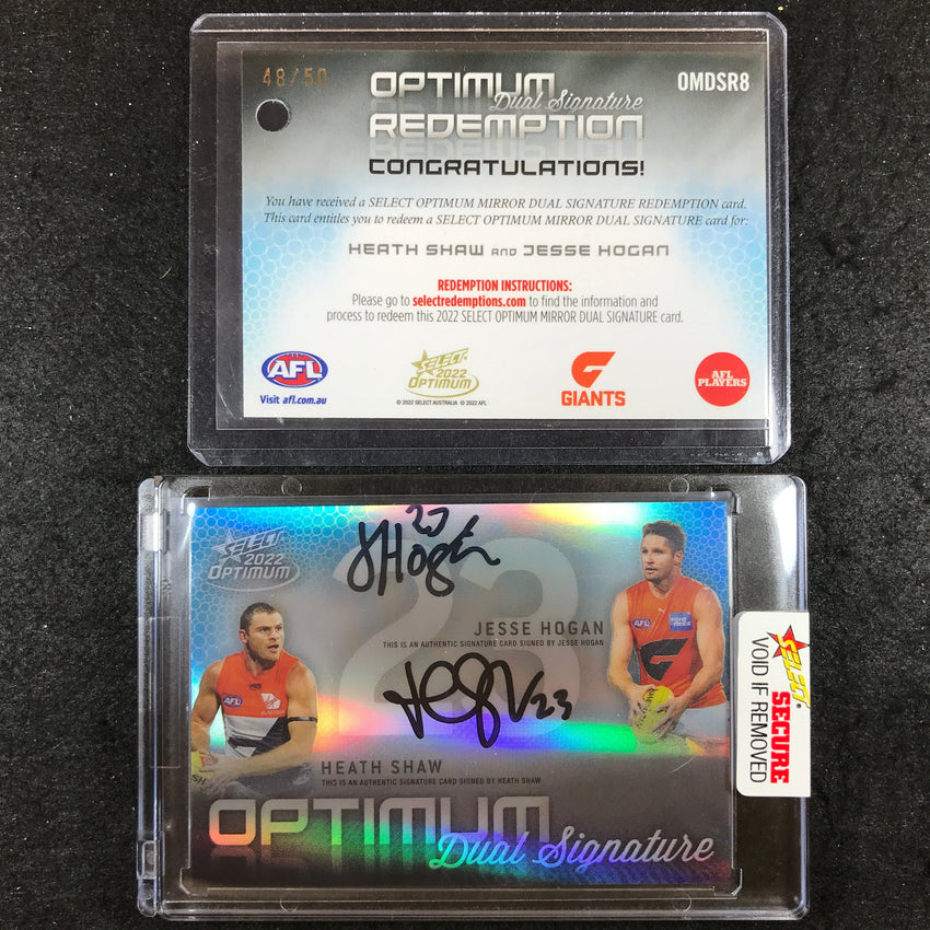 2022 Select AFL Optimum JESSE HOGAN HEATH SHAW Mirror Dual Signature 48/50