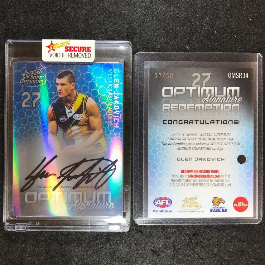 2022 Select AFL Optimum GLEN JAKOVICH Mirror Signature 37/50
