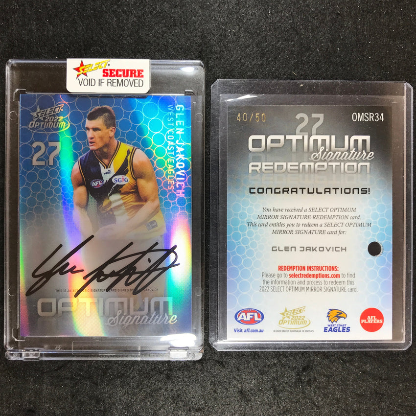 2022 Select AFL Optimum GLEN JAKOVICH Mirror Signature 40/50