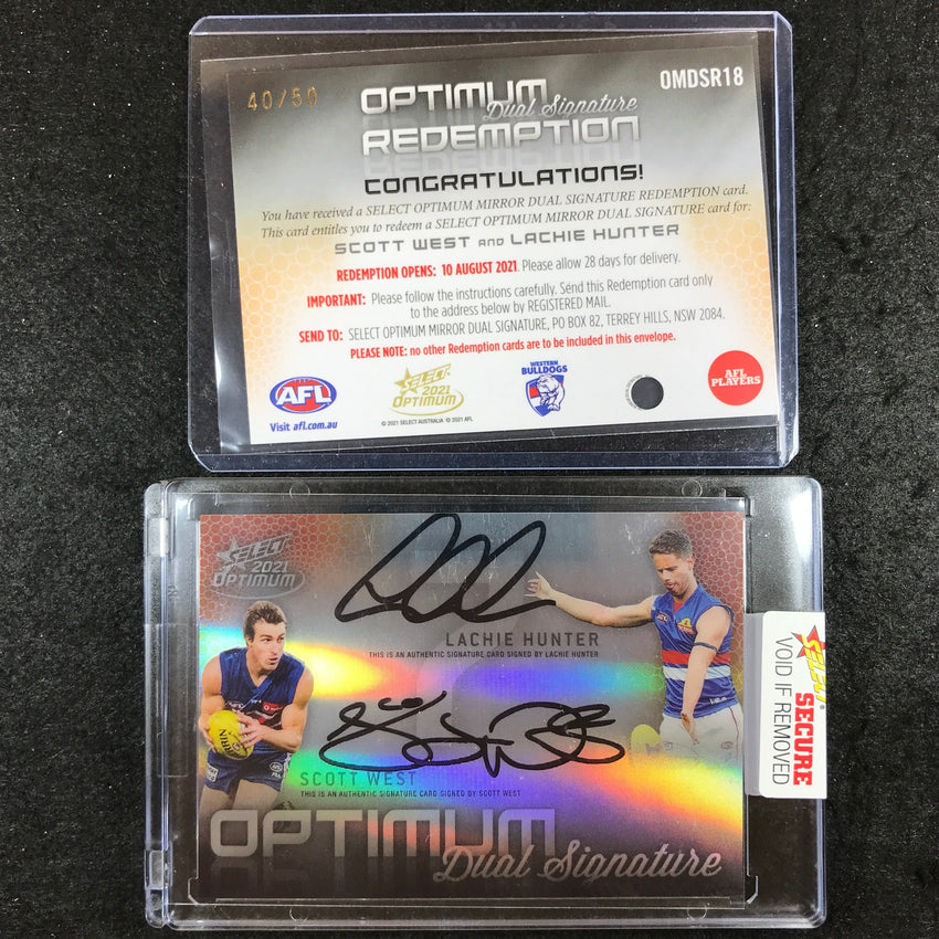 2021 Select AFL Optimum LACHIE HUNTER SCOTT WEST Mirror Dual Signature 40/50